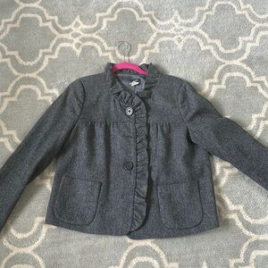 Cute fall tweed blazer with ruffle detail